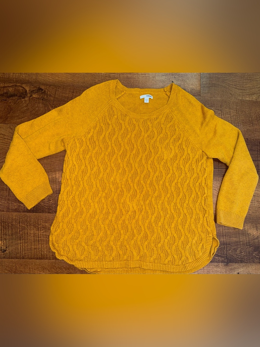 Sonoma Women's Cable Knit Crew Sweater - Mustard